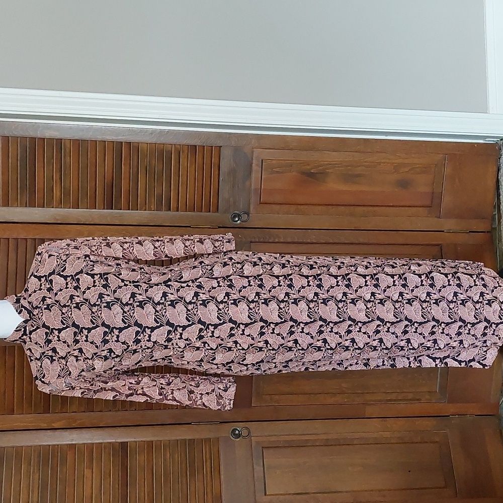 Black and Pink Floral Cheongsam Qipao Maxi Dress Sz S